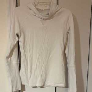 lululemon athletica White Hooded Mesh Detail Long Sleeve Top